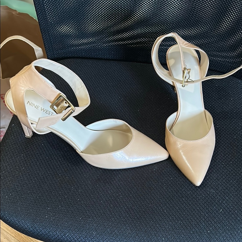 Nine West Women's Beige Ankle Strap Heels